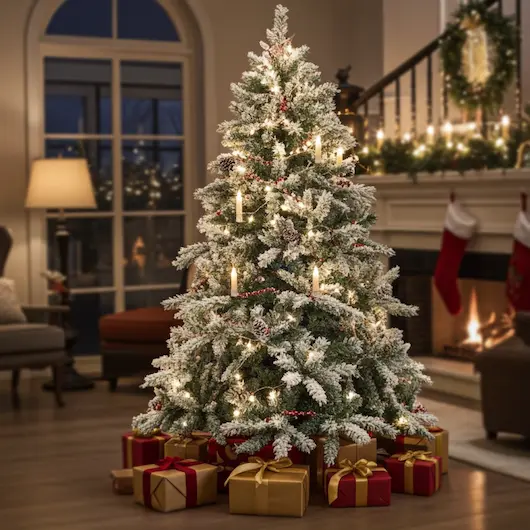 Brad Artificial Cu Zapada Si Cu Conuri „LUX” 4M