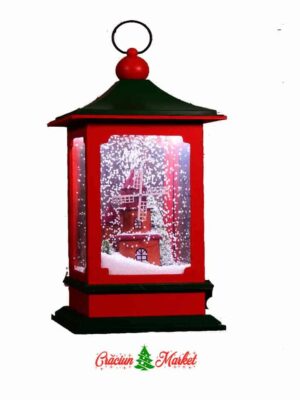 Felinar Craciun cu zapada artificiala